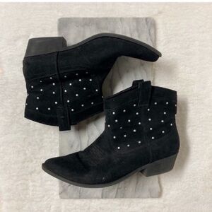 Sam Edelman Francine Studded Ankle Boots Size 9 Western Black Boho Cowgirl